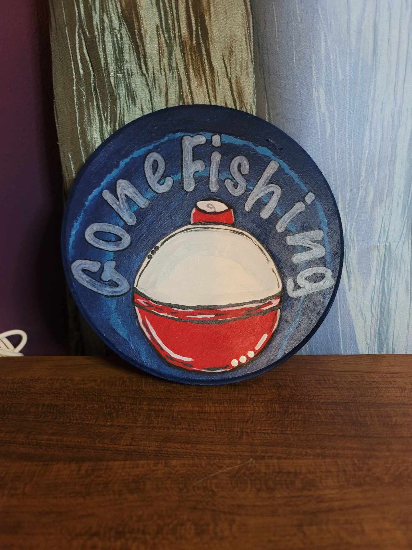 7 inch Gone Fishing Wooden Circle